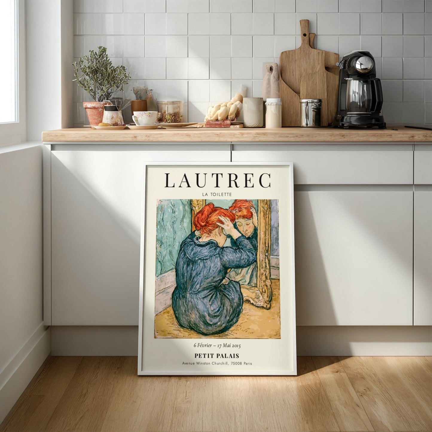 La Toilette poster featuring a woman reflecting, Toulouse-Lautrec art print in soft colors