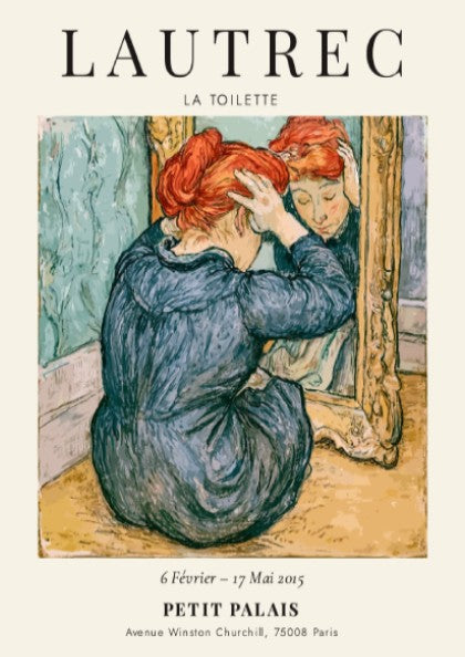 La Toilette poster featuring a woman reflecting, Toulouse-Lautrec art print in soft colors