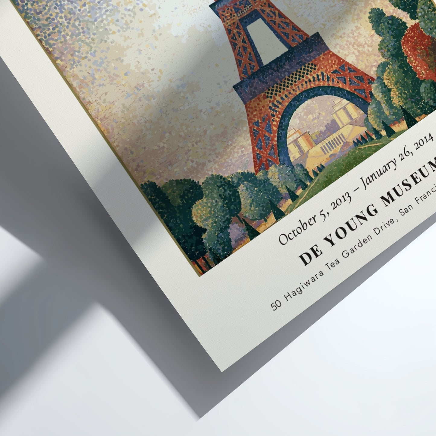 Seurat Exhibition Poster featuring La Tour Eiffel in vibrant pointillist style