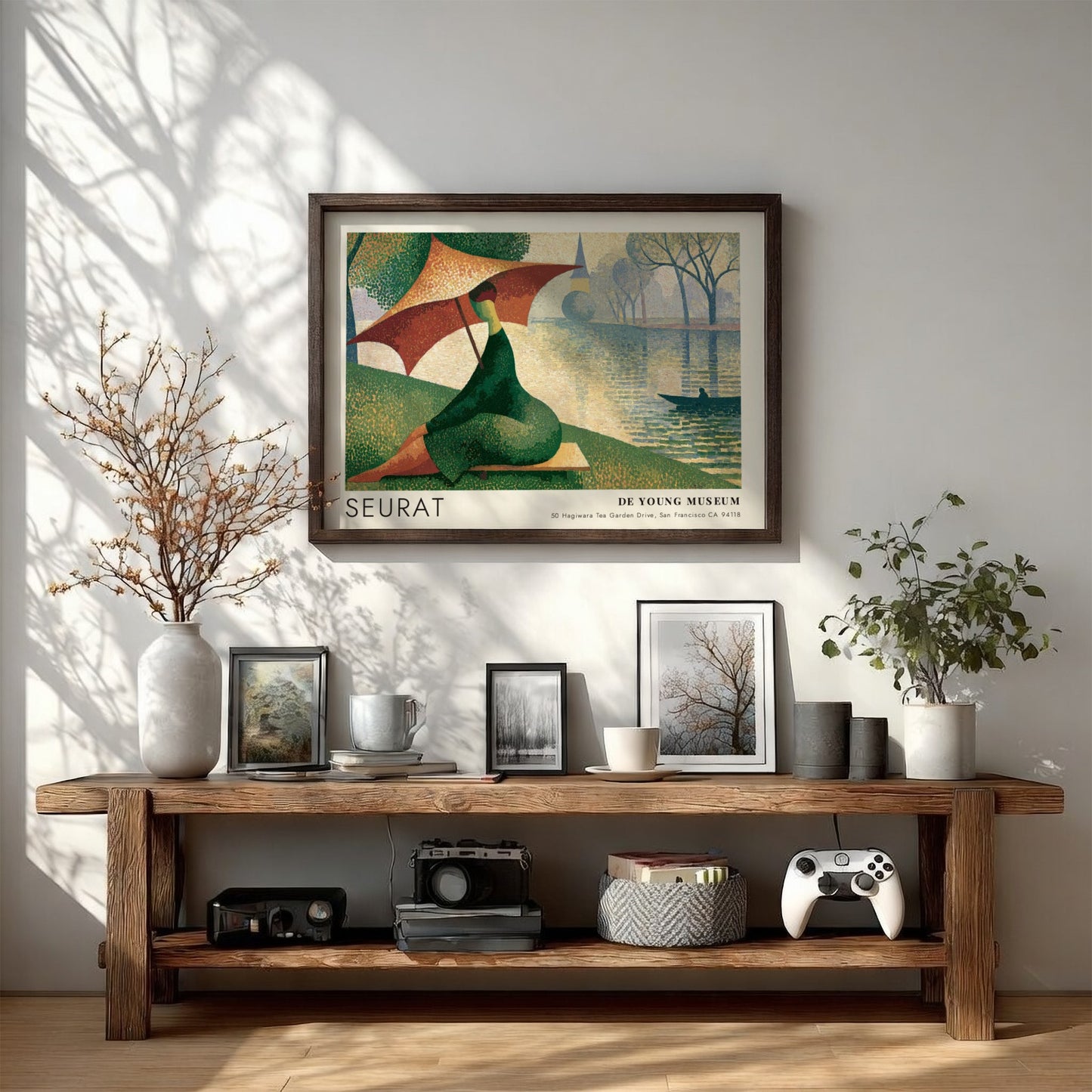 Wall art poster of a Seurat De Young Museum landscape with a parasol