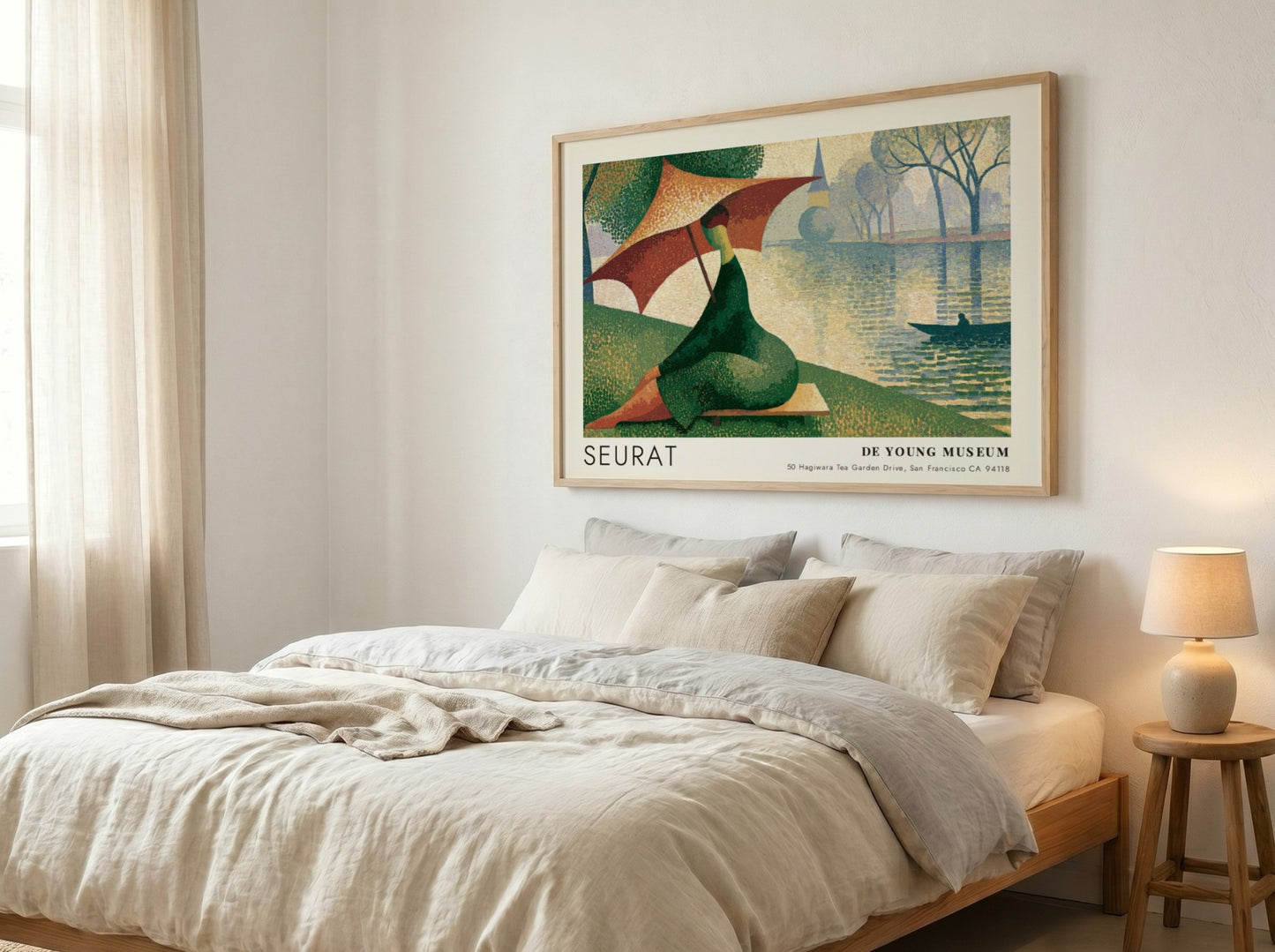 Wall art poster of a Seurat De Young Museum landscape with a parasol