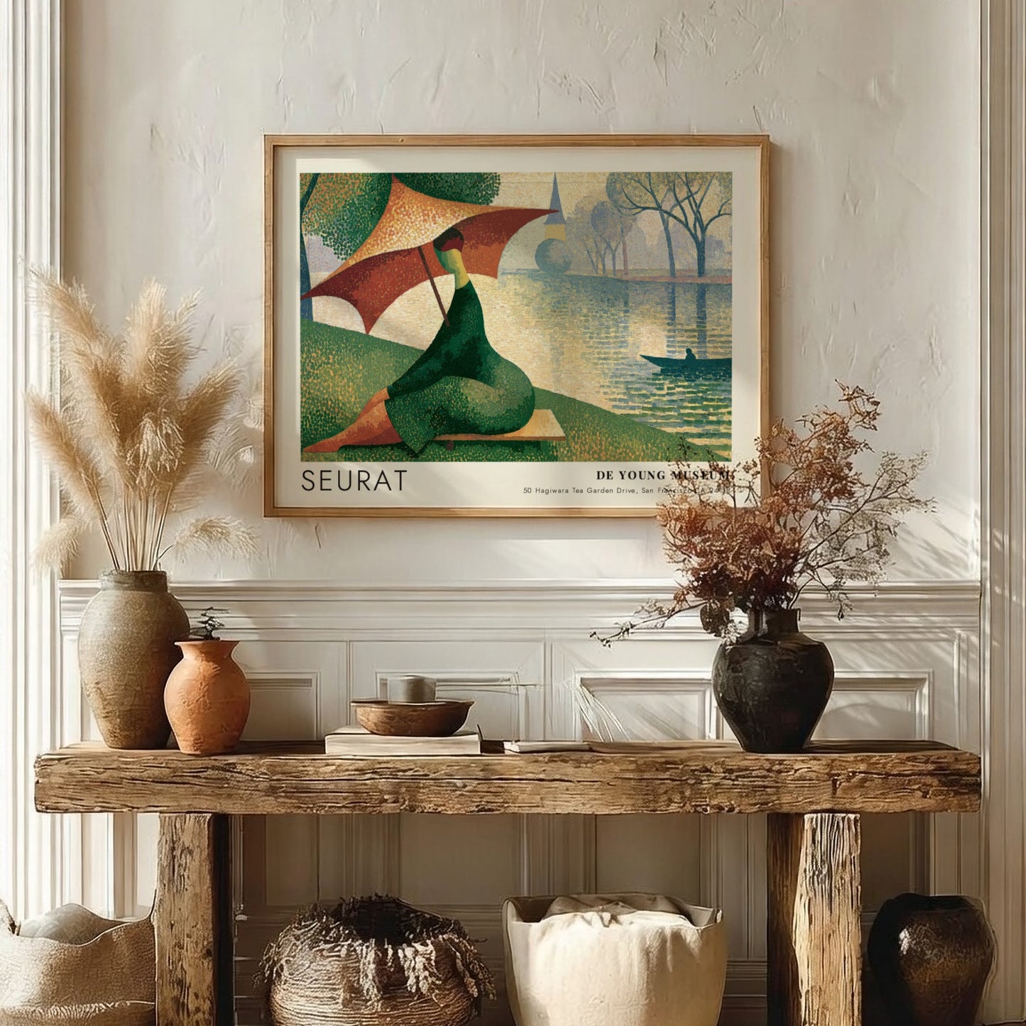 Wall art poster of a Seurat De Young Museum landscape with a parasol