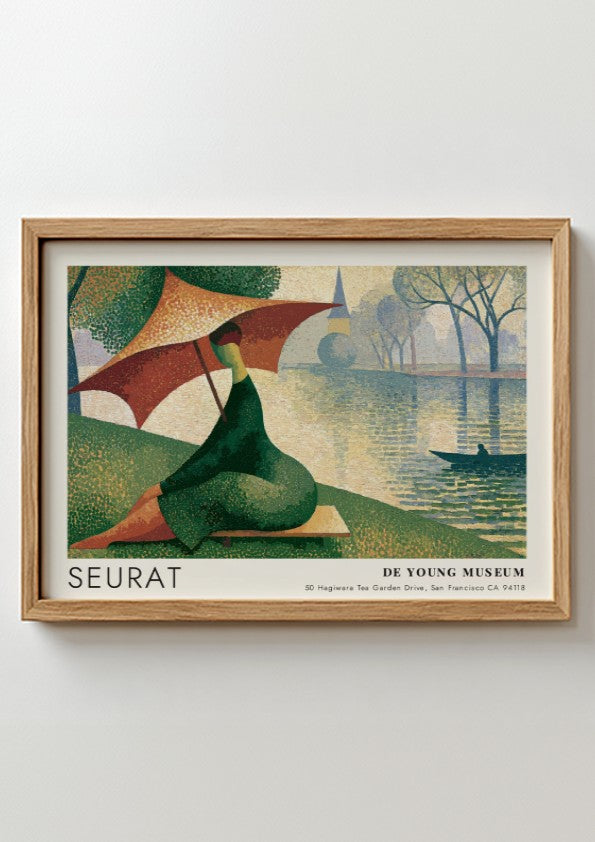 Wall art poster of a Seurat De Young Museum landscape with a parasol