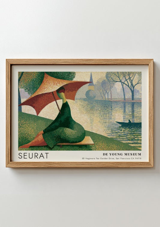 Wall art poster of a Seurat De Young Museum landscape with a parasol