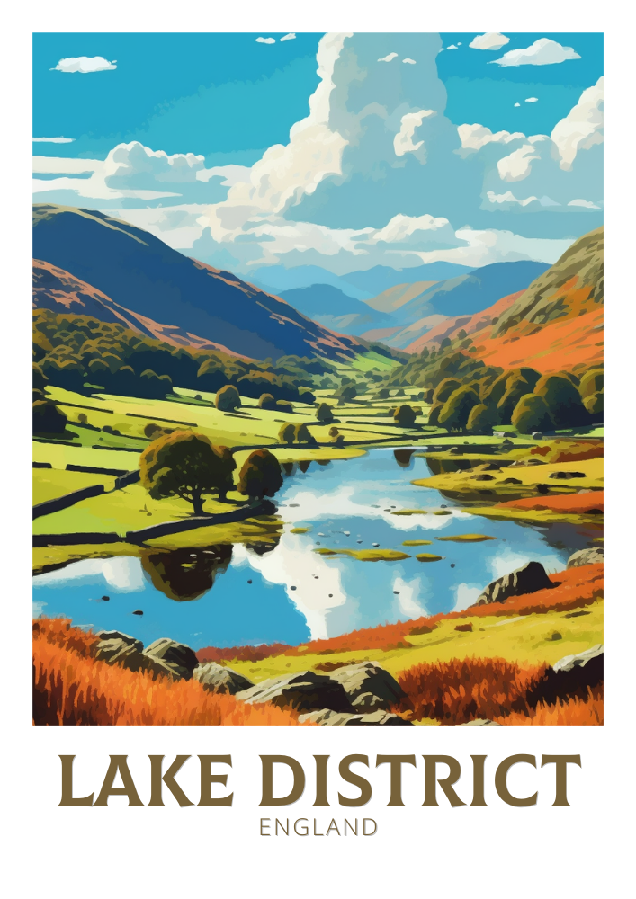 Europe LAKE DISTRICT TRAVEL PRINT - ENGLAND ARTWORK
