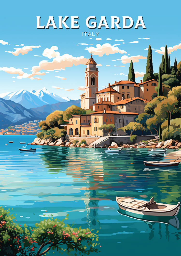 Europe LAKE GARDA TRAVEL PRINT - ITALY ARTWORK