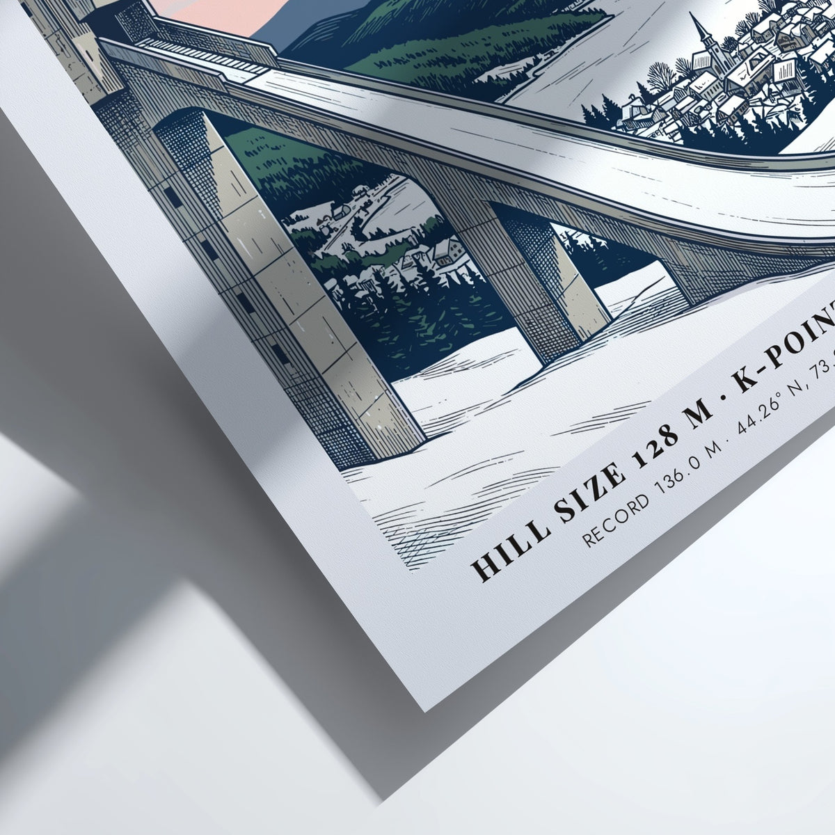 Poster featuring a ski jumper launching from a concrete ramp in Lake Placid.
