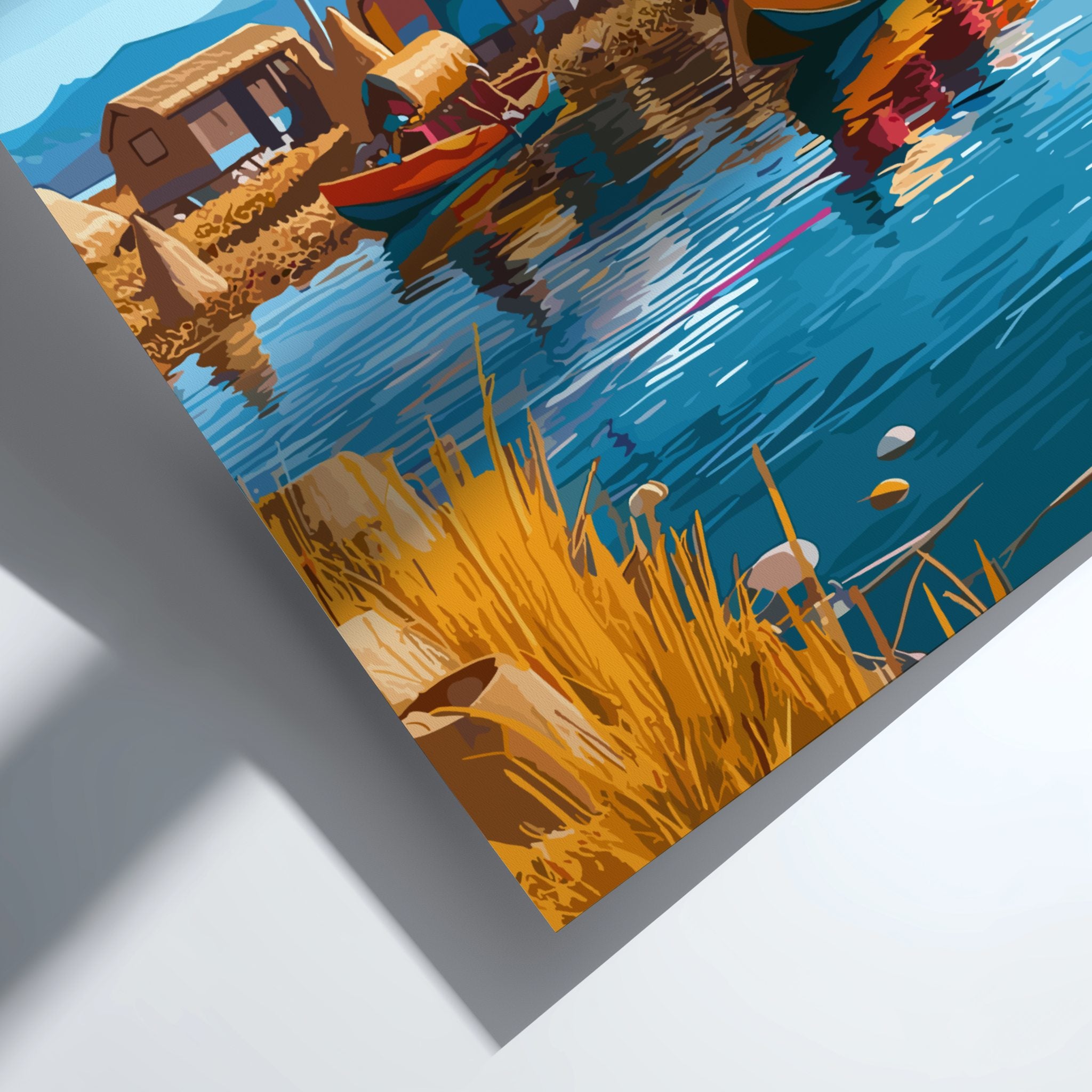 South America LAKE TITICACA TRAVEL POSTER - RETRO ANDEAN ART
