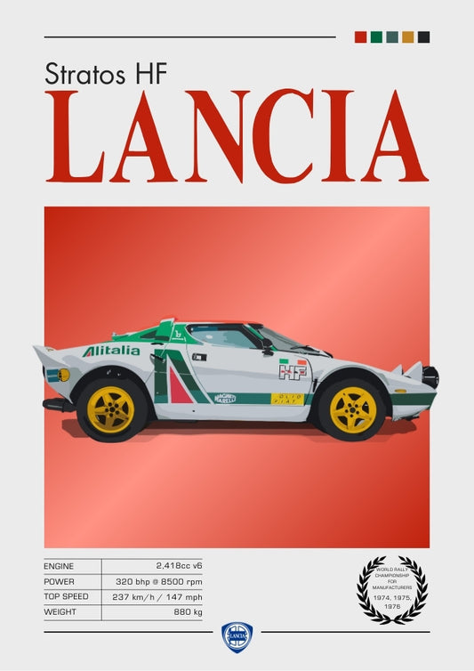 Lancia Stratos Print, Car Poster