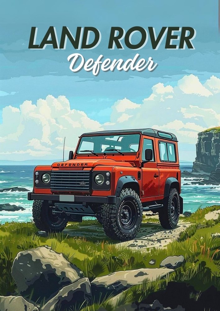 Solar Rover Posters Land Rover Defender Poster – Classic & Modern British SUV Wall Art Pri ...