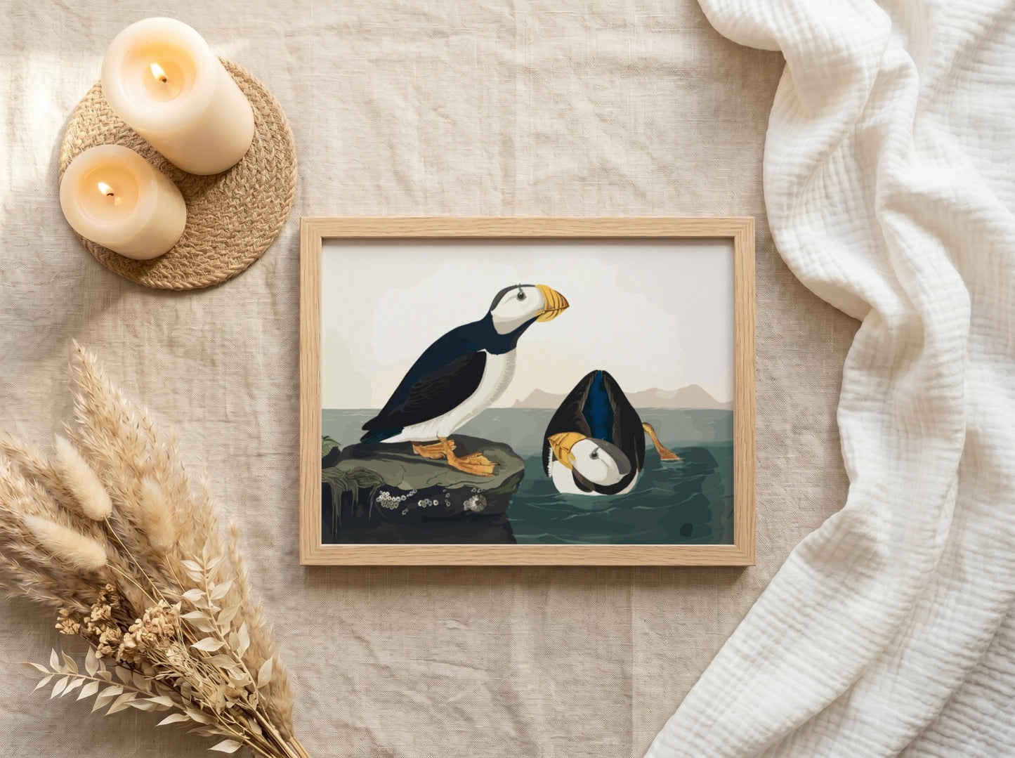 Large Billed Puffin poster featuring vibrant colors and intricate details, perfect for bird lovers and