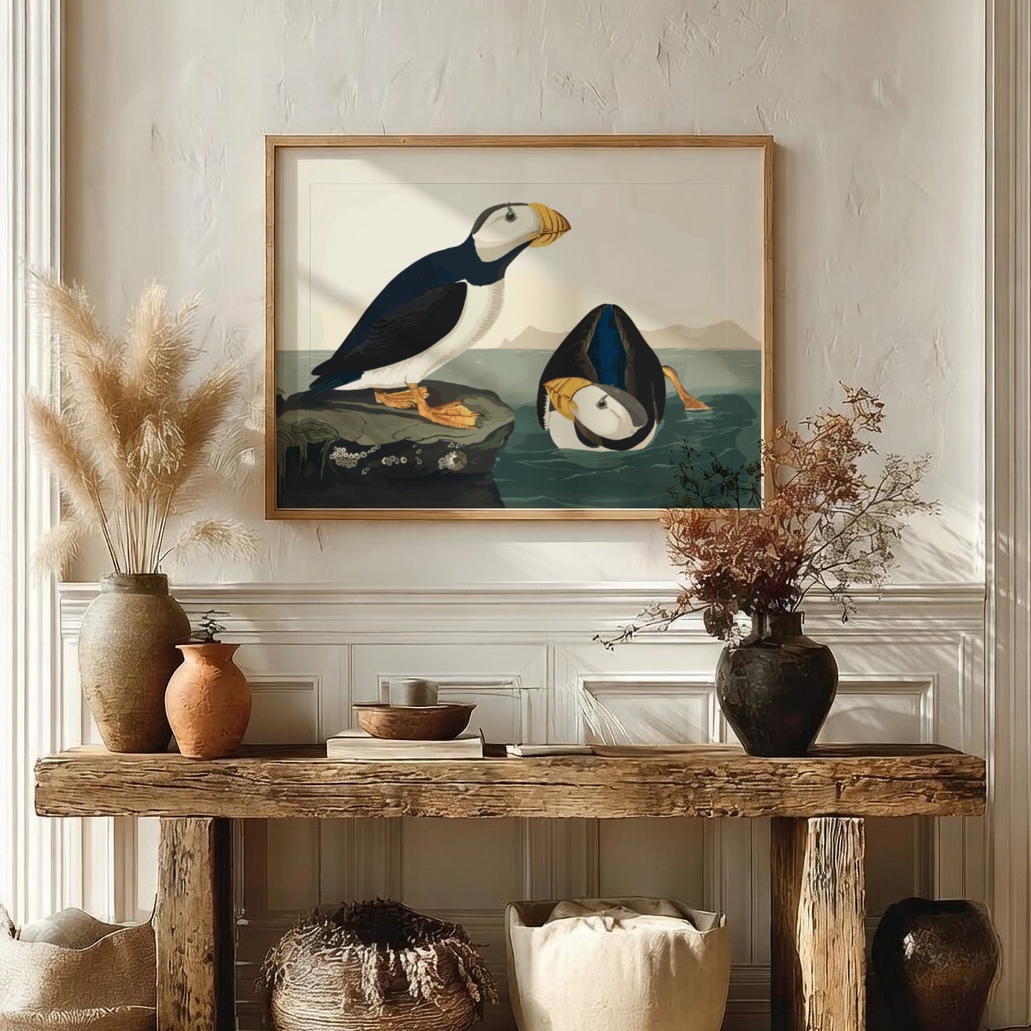 Large Billed Puffin poster featuring vibrant colors and intricate details, perfect for bird lovers and