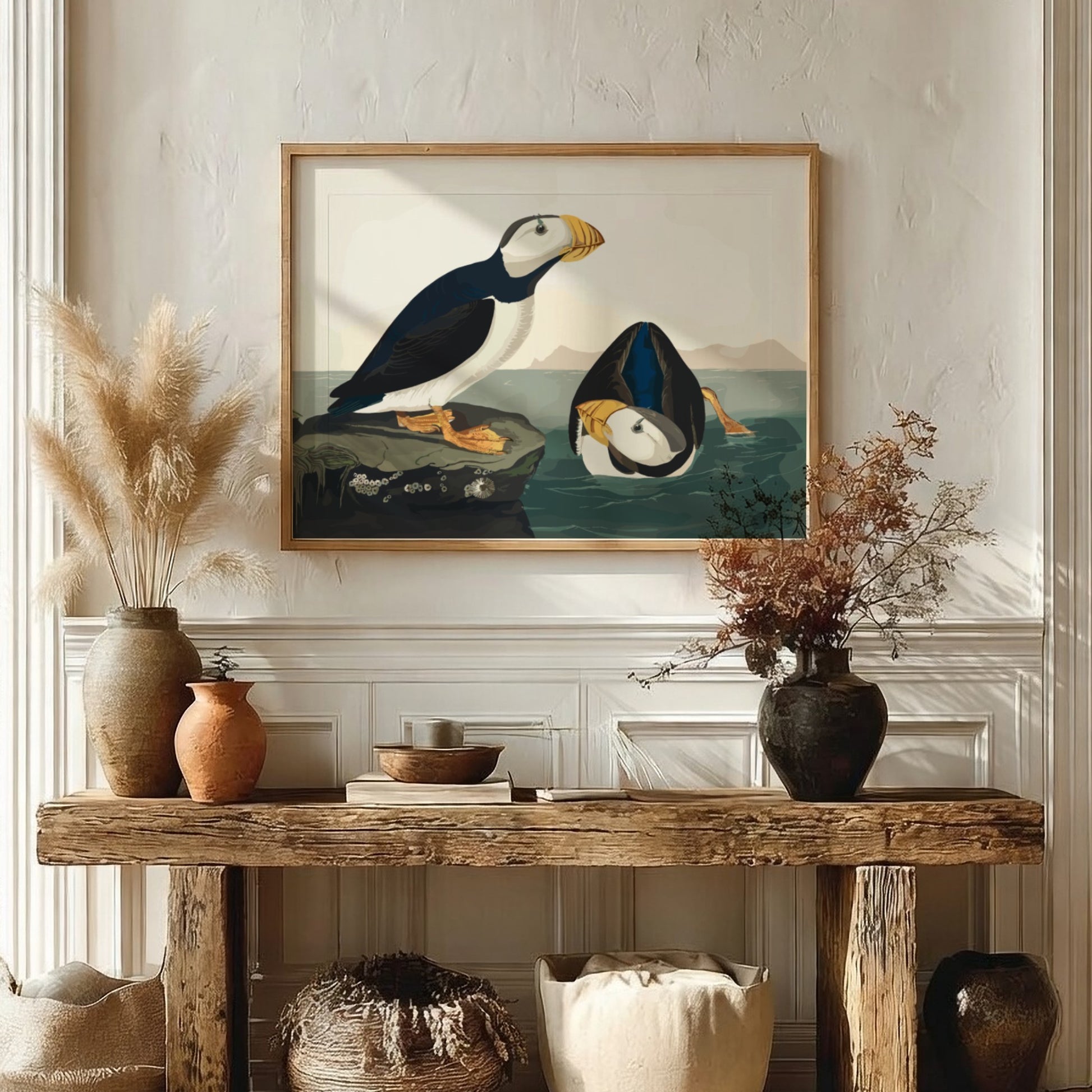 Large Billed Puffin poster featuring vibrant colors and intricate details, perfect for bird lovers and