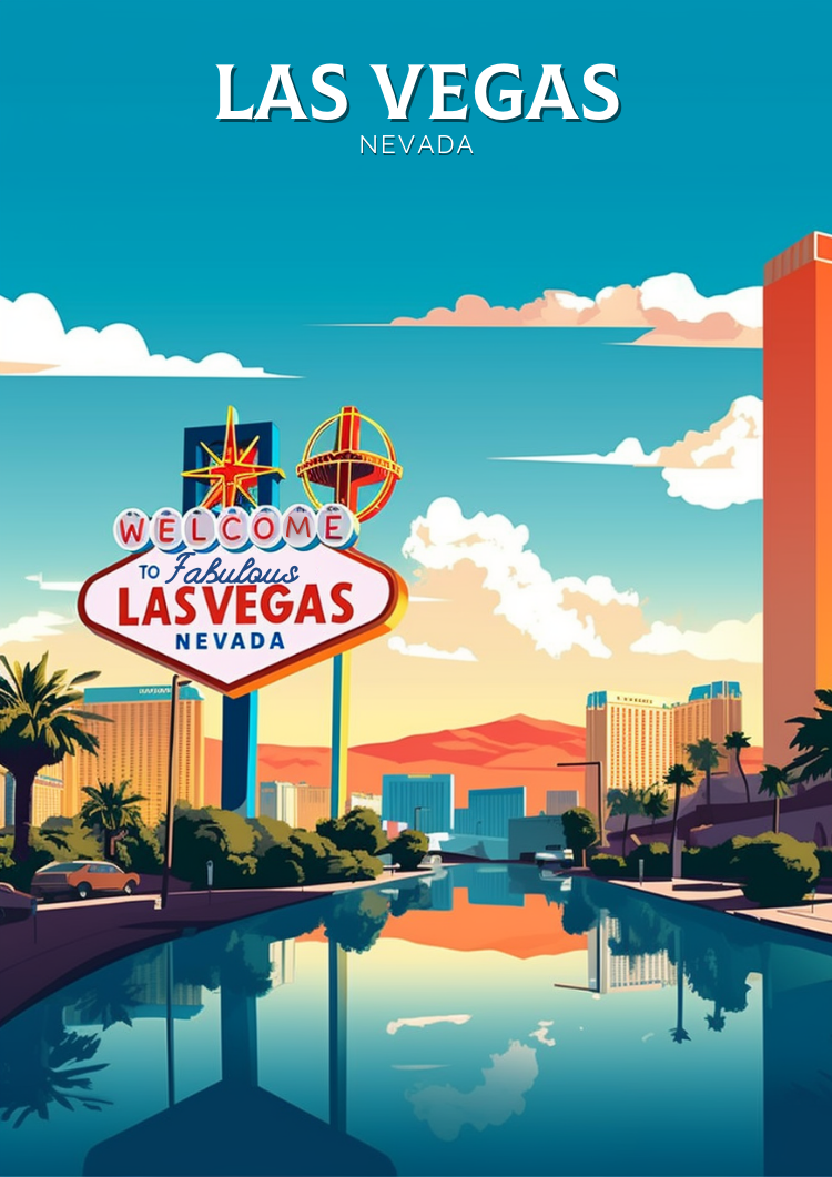 North AmericaLAS VEGAS POSTER - VINTAGE TRAVEL ART