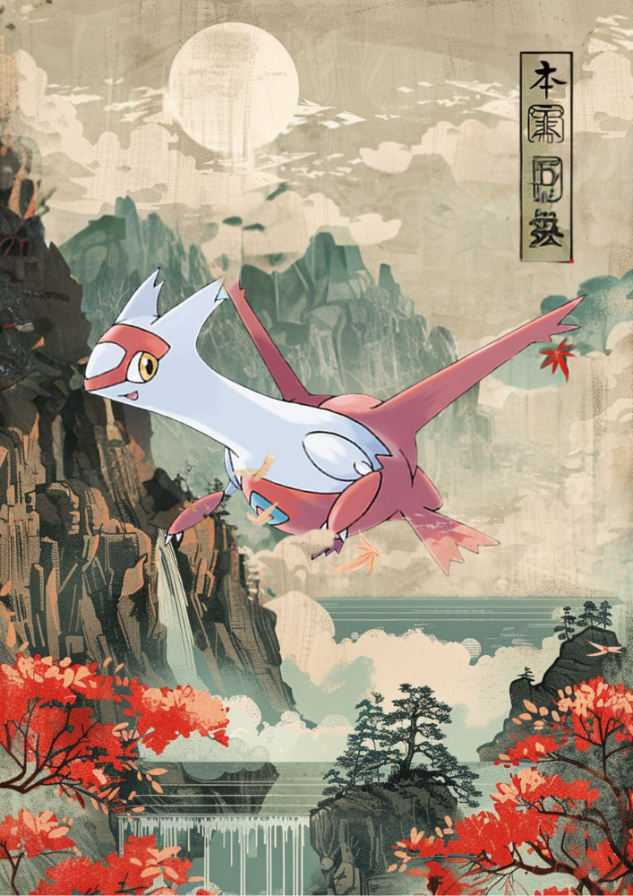 Latias: Japanese Tapestry Style Pokemon Anime Poster,  Pokemon TCG Latias