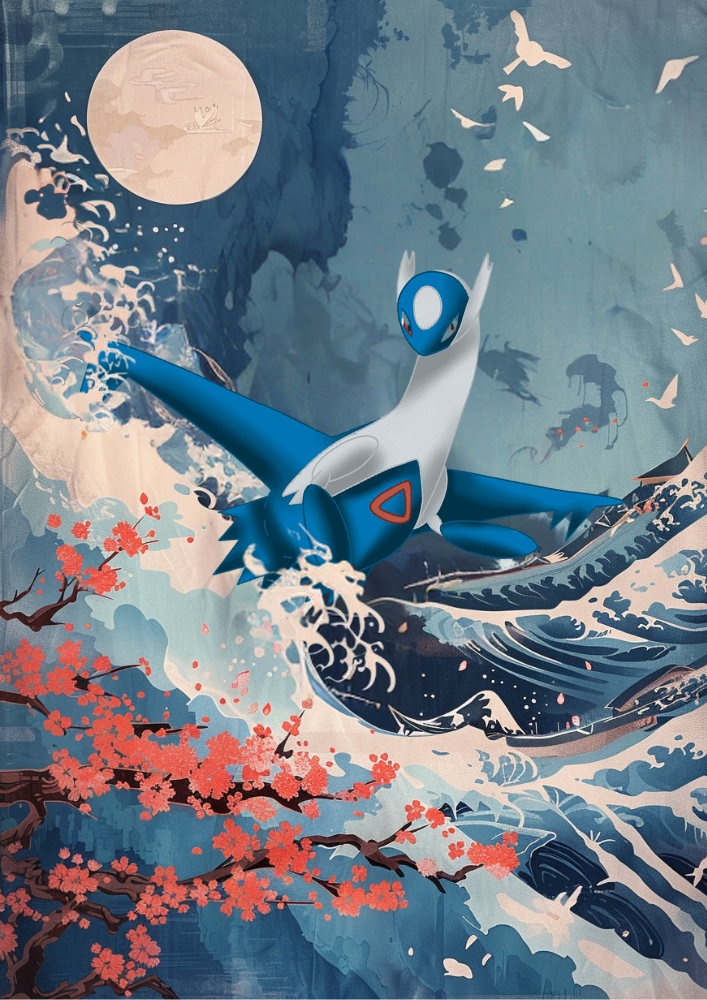 Latios Poster: Japanese Style Legendary Pokemon Inspired Anime Artwork, Pokemon TCG Latios