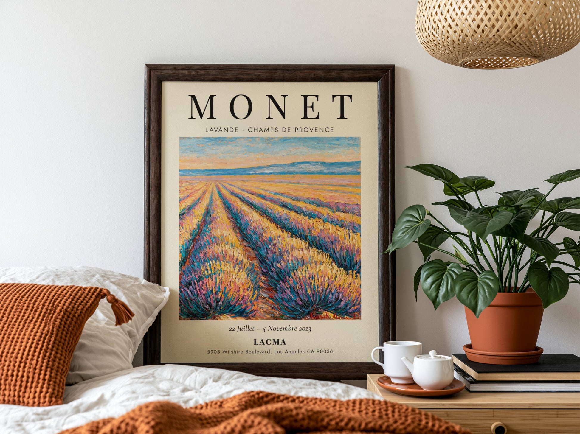 Monet inspired poster featuring lavender fields in vibrant colors