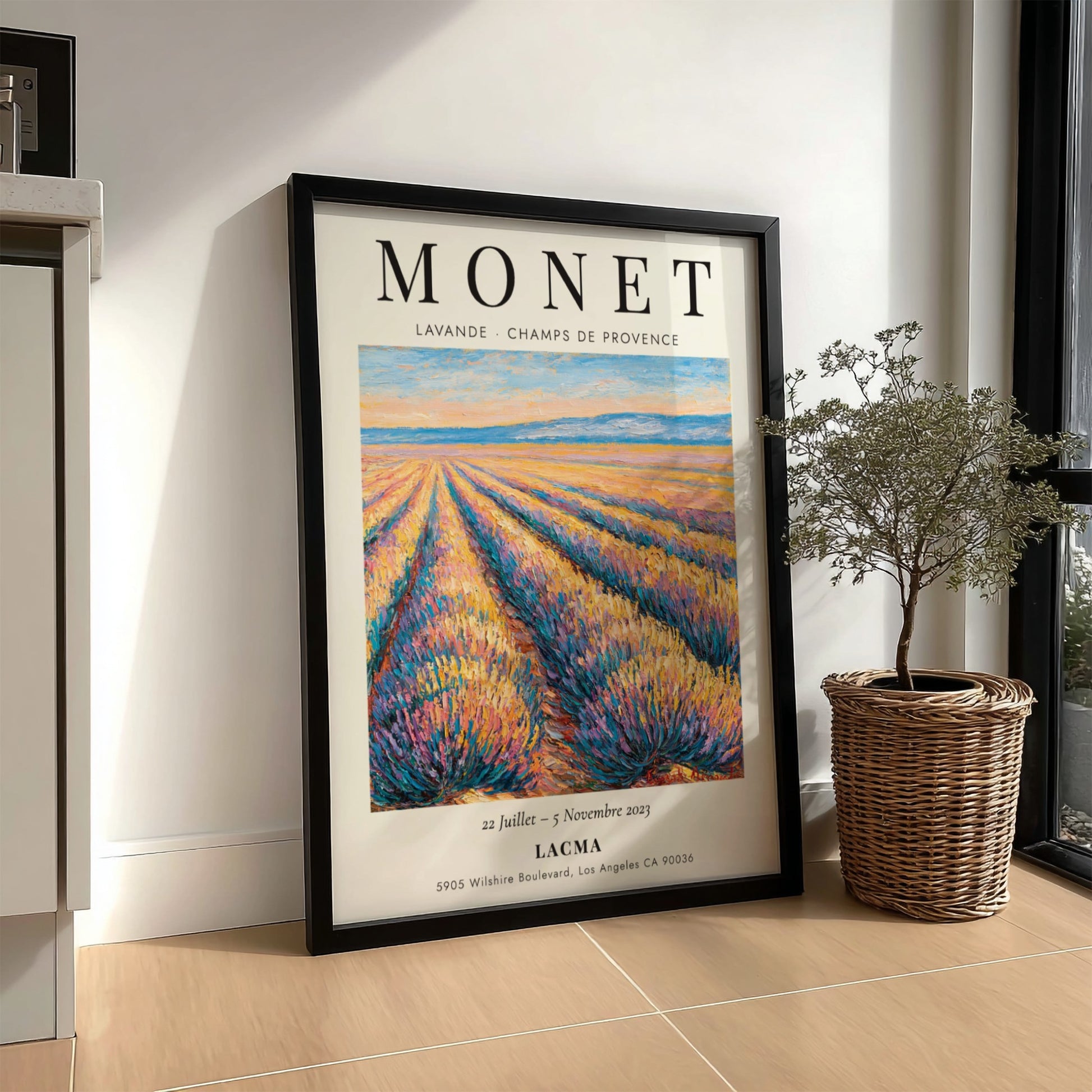 Monet inspired poster featuring lavender fields in vibrant colors
