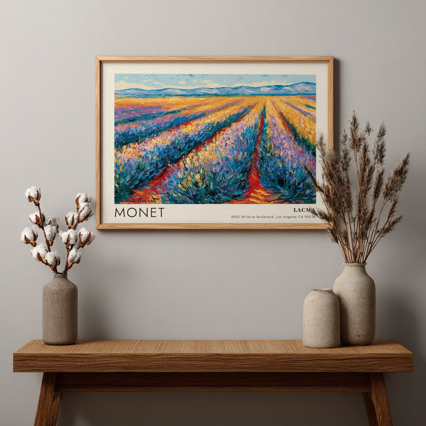Lavande wall art print featuring Monet's lavender fields in vibrant colors