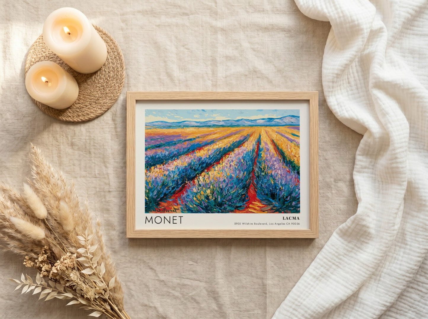 Lavande wall art print featuring Monet's lavender fields in vibrant colors