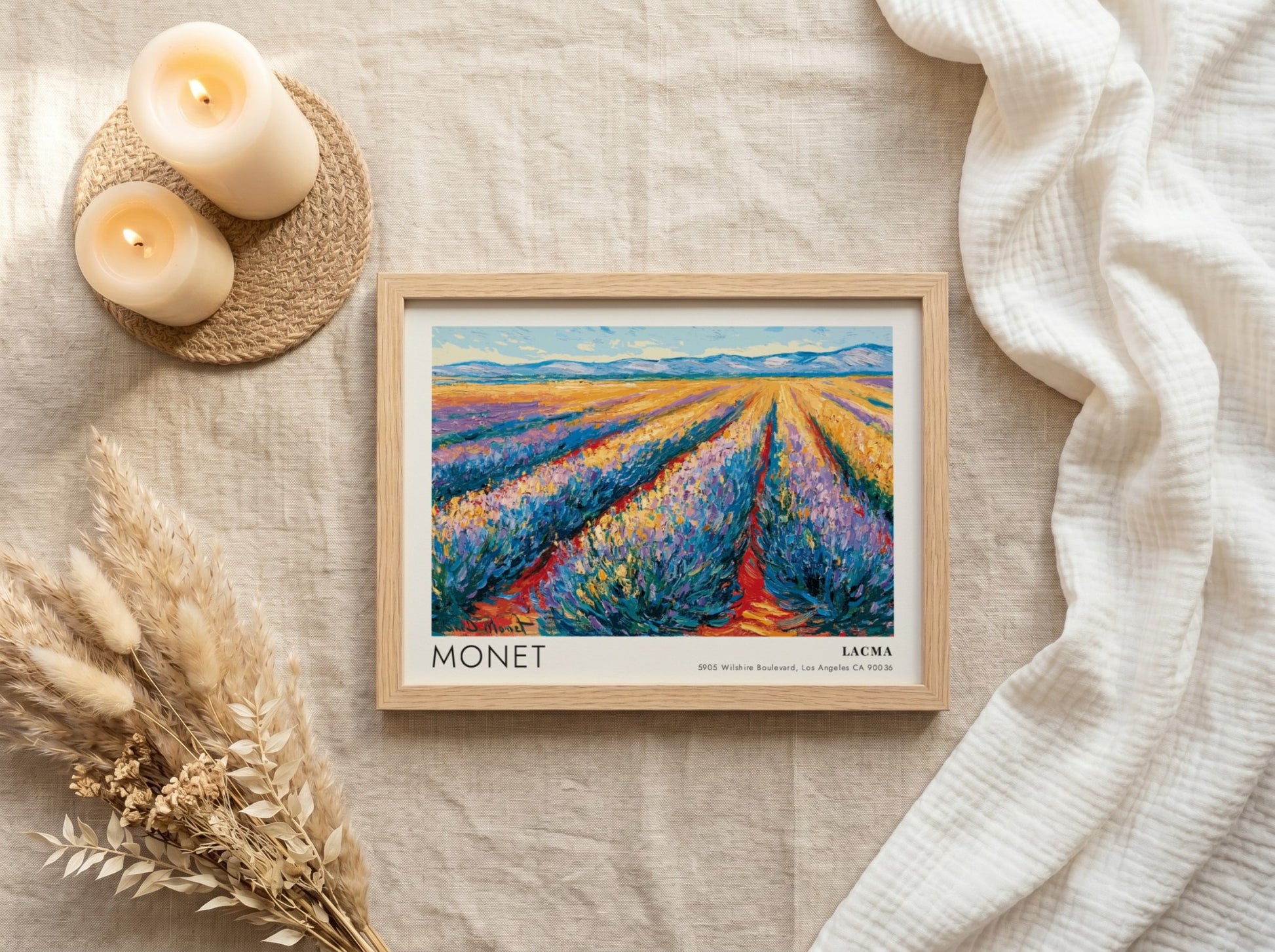 Lavande wall art print featuring Monet's lavender fields in vibrant colors