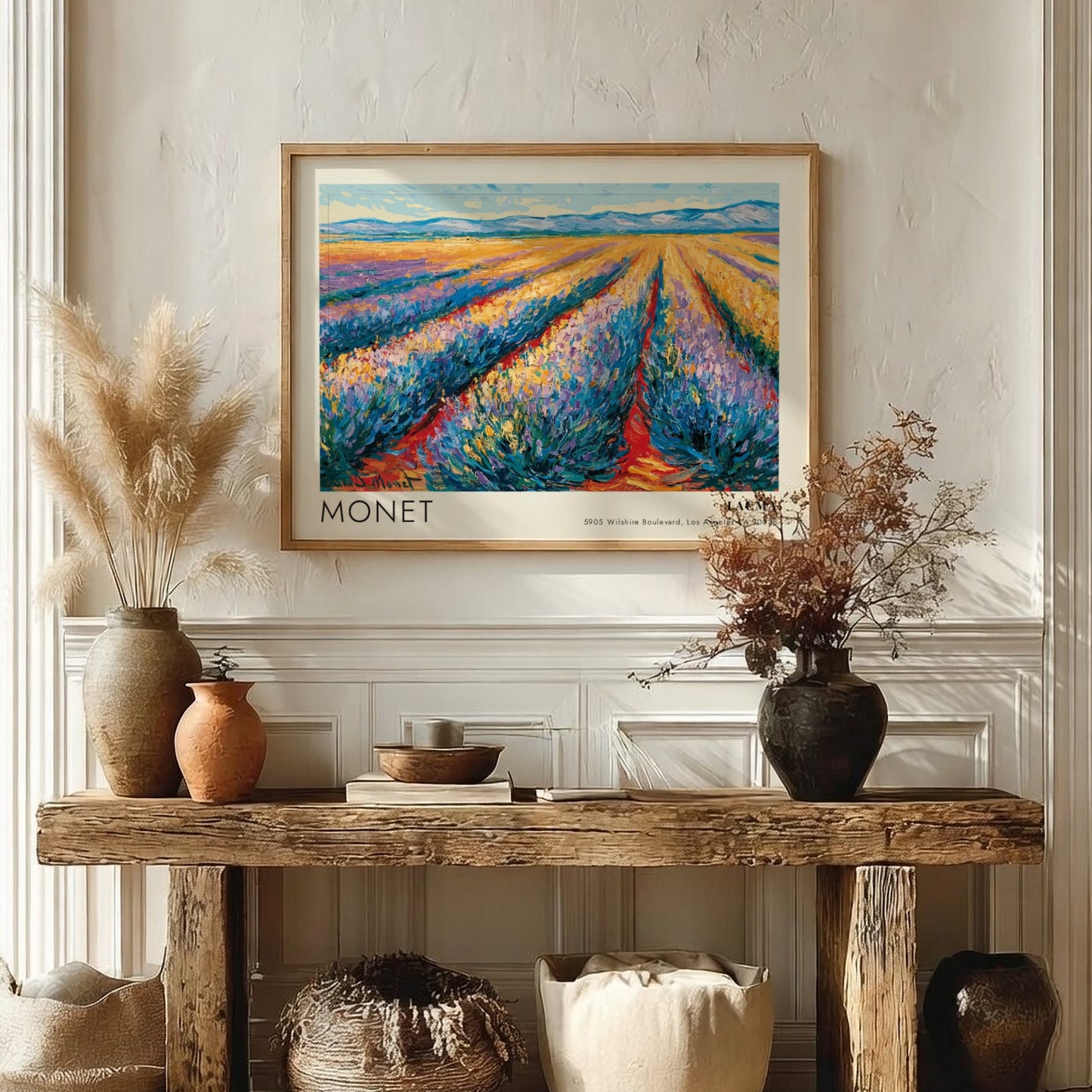 Lavande wall art print featuring Monet's lavender fields in vibrant colors