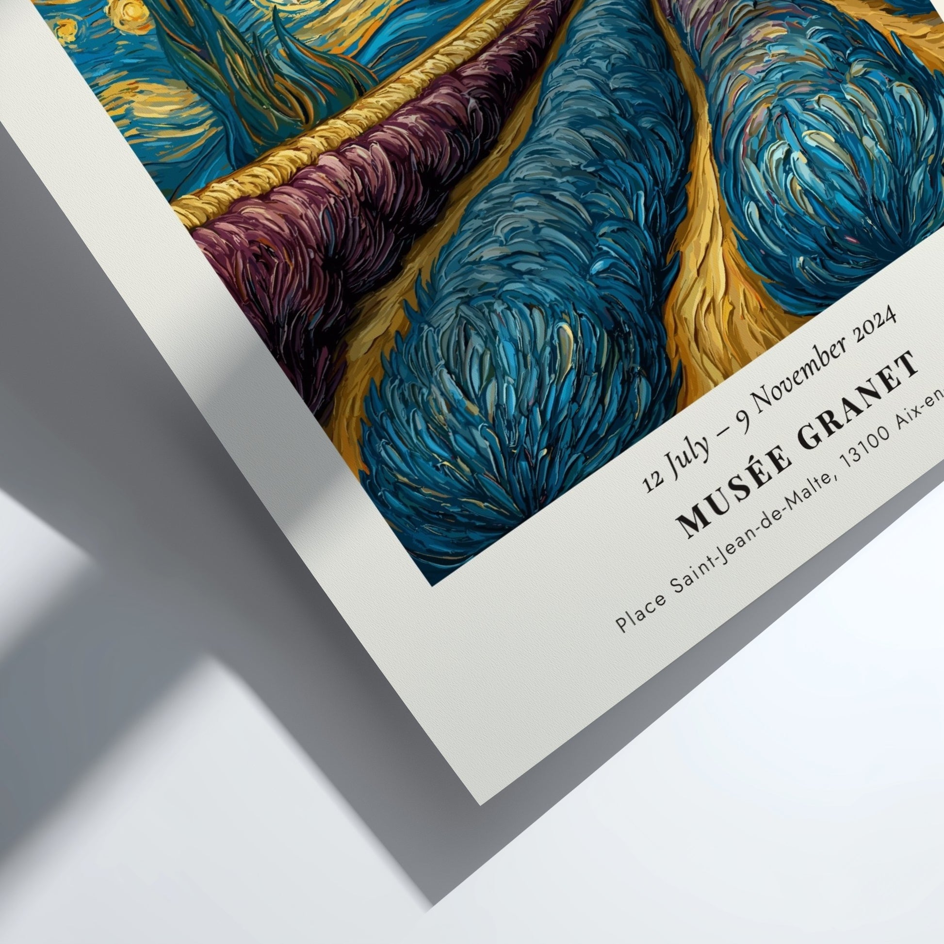 Lavender Purple Waves Poster featuring swirling lavender fields and starry night sky, inspired by Van Gogh