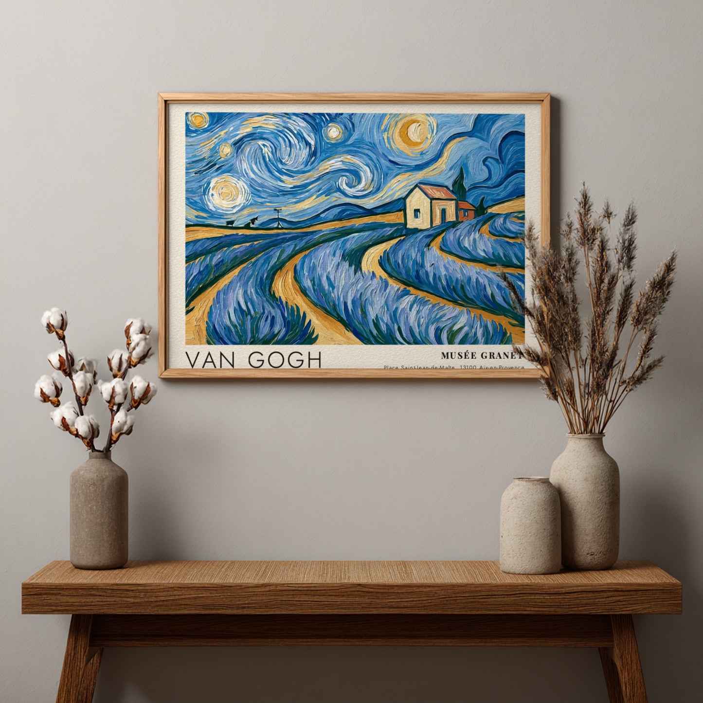 Lavender Waves Poster featuring Van Gogh's vibrant colors and landscape style