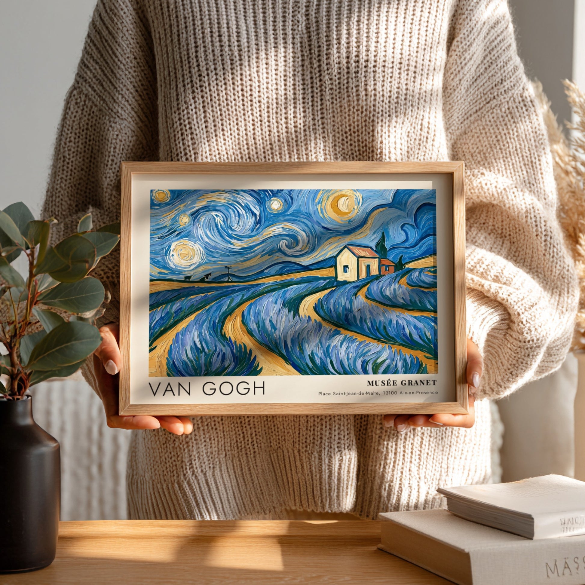 Lavender Waves poster featuring Van Gogh's vibrant purple landscape art print
