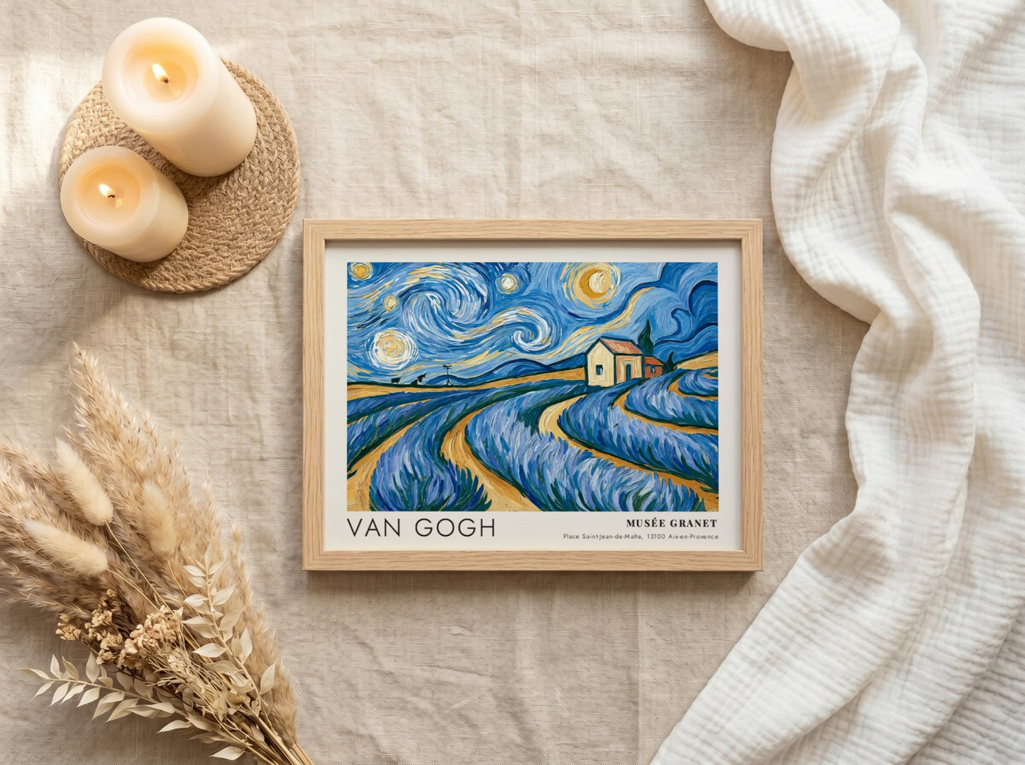 Lavender Waves poster featuring Van Gogh's vibrant purple landscape art print