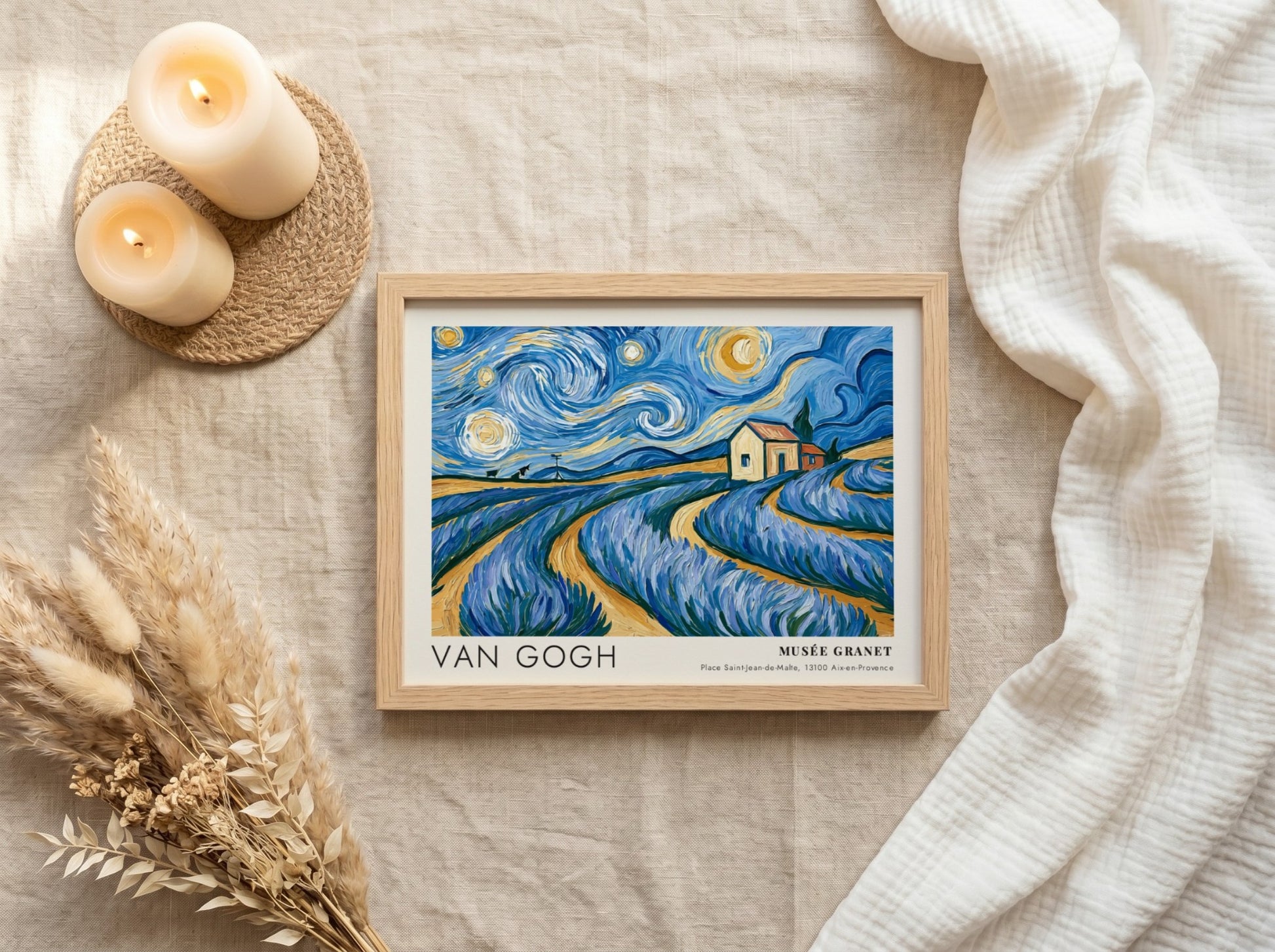 Lavender Waves poster featuring Van Gogh's vibrant purple landscape art print