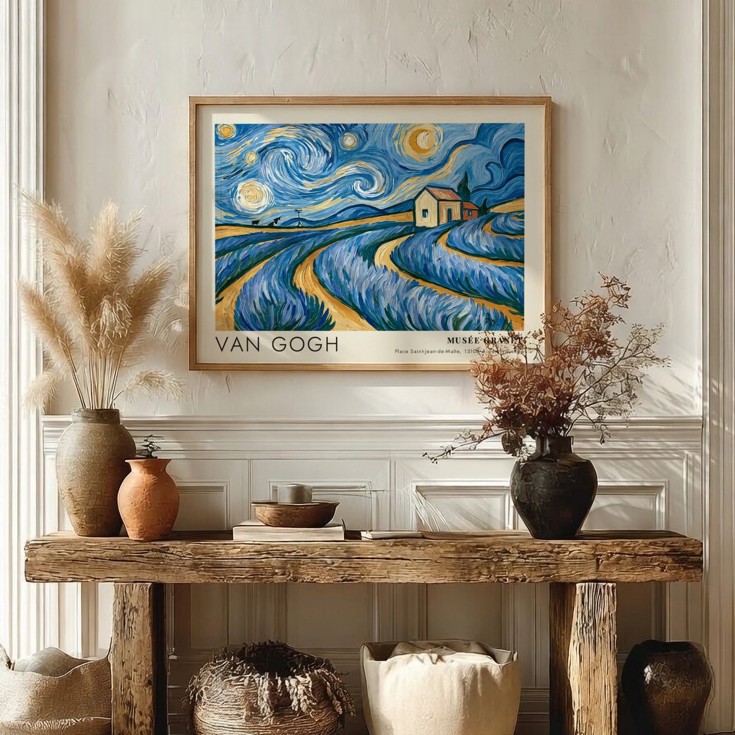 Lavender Waves poster featuring Van Gogh's vibrant purple landscape art print