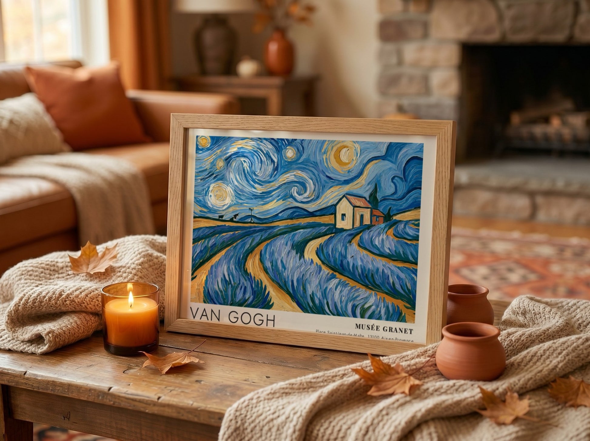 Lavender Waves Poster featuring Van Gogh's vibrant colors and landscape style