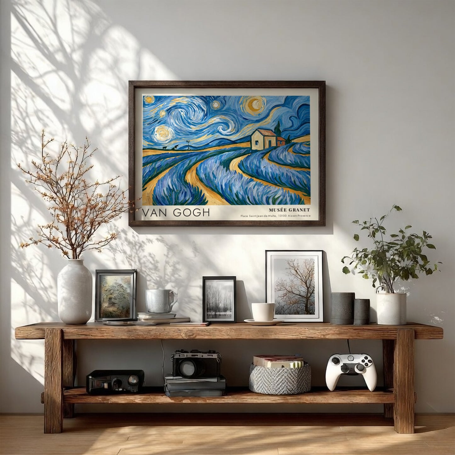 Lavender Waves Poster featuring Van Gogh's vibrant colors and landscape style
