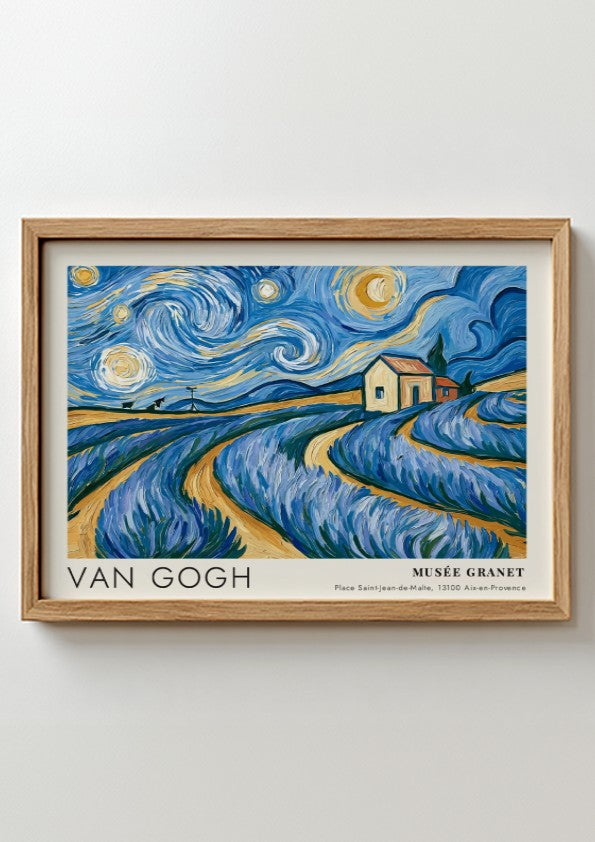 Lavender Waves poster featuring Van Gogh's vibrant purple landscape art print