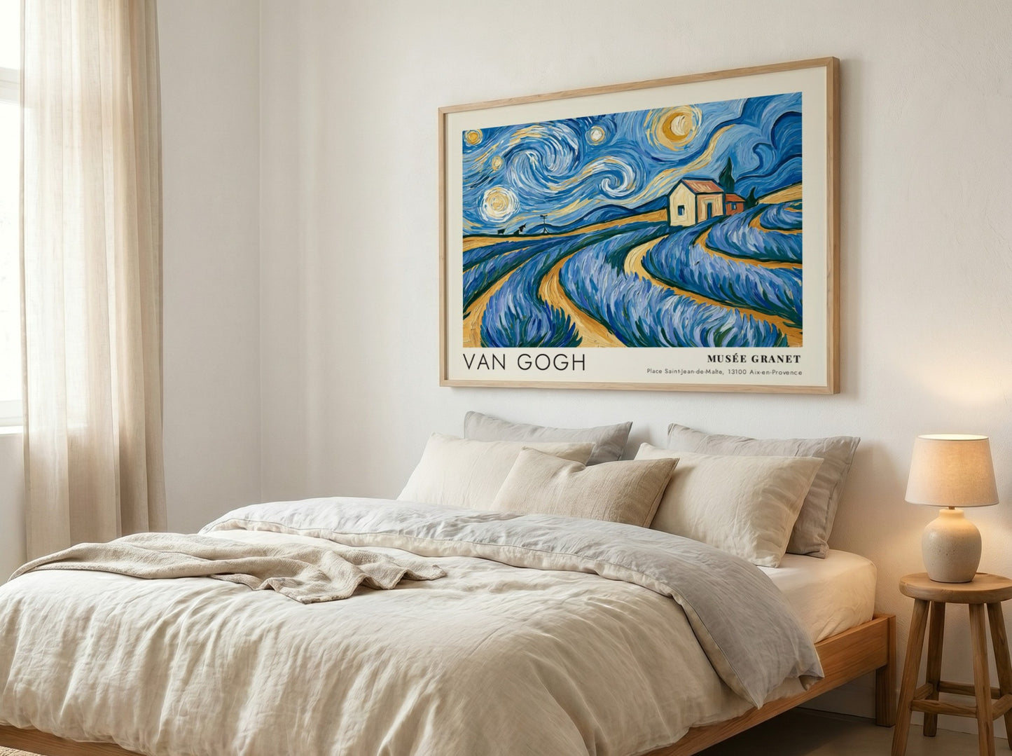 Lavender Waves poster featuring Van Gogh's vibrant purple landscape art print