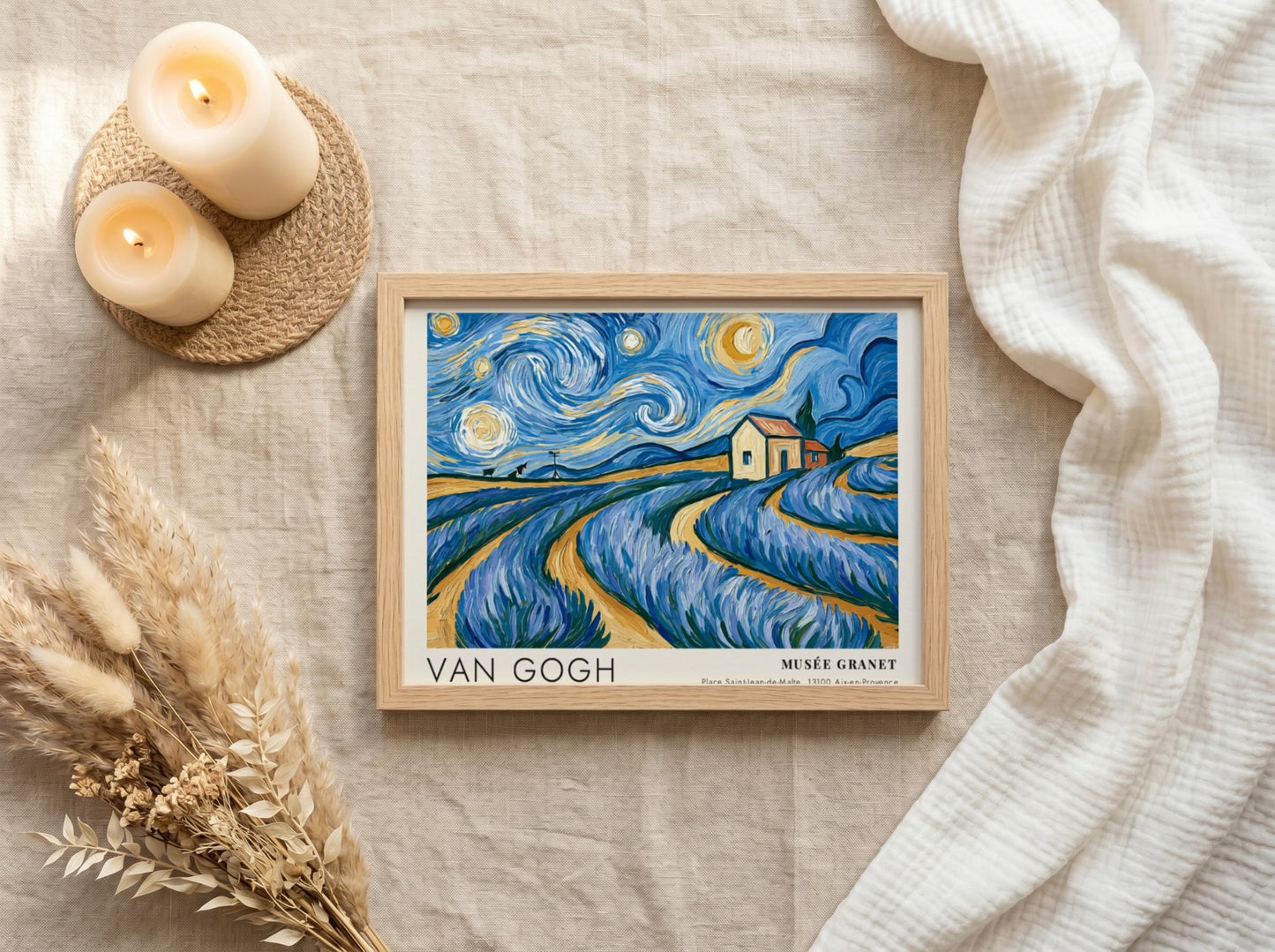 Lavender Waves Poster featuring Van Gogh's vibrant colors and landscape style