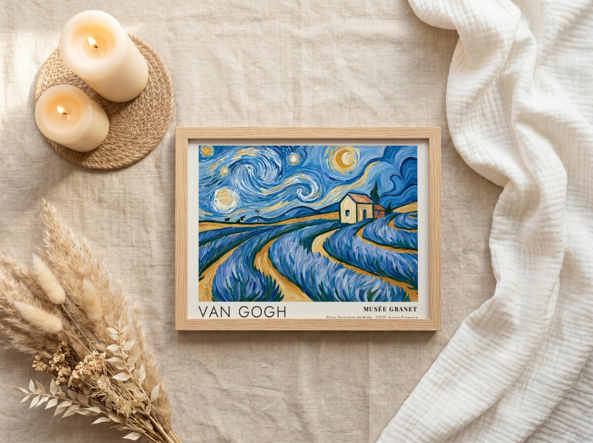 Lavender Waves Poster featuring Van Gogh's vibrant colors and landscape style