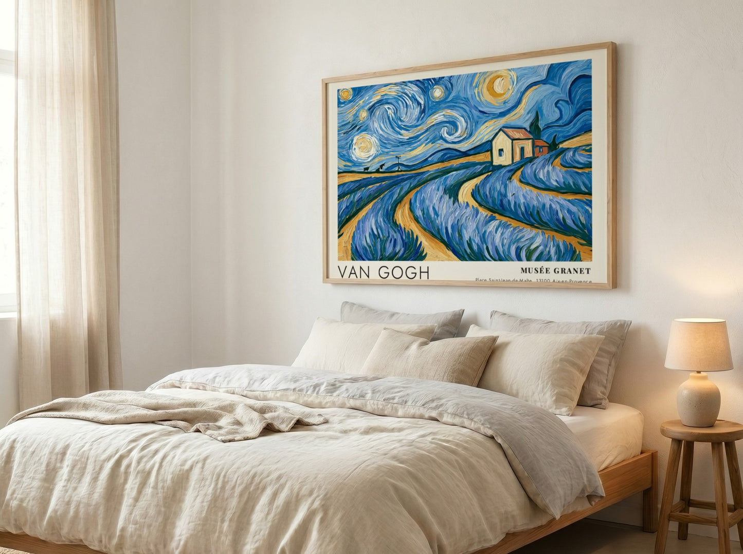 Lavender Waves Poster featuring Van Gogh's vibrant colors and landscape style