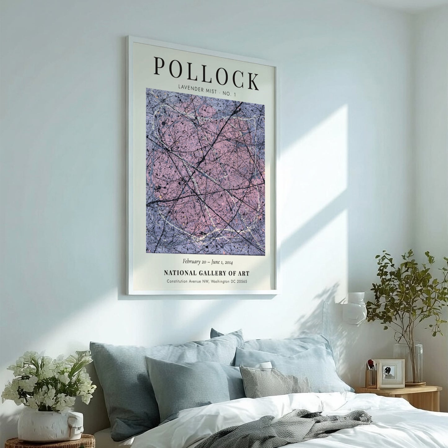 Wall art poster featuring Jackson Pollock Lavender Mist No. 1 with abstract paint drips