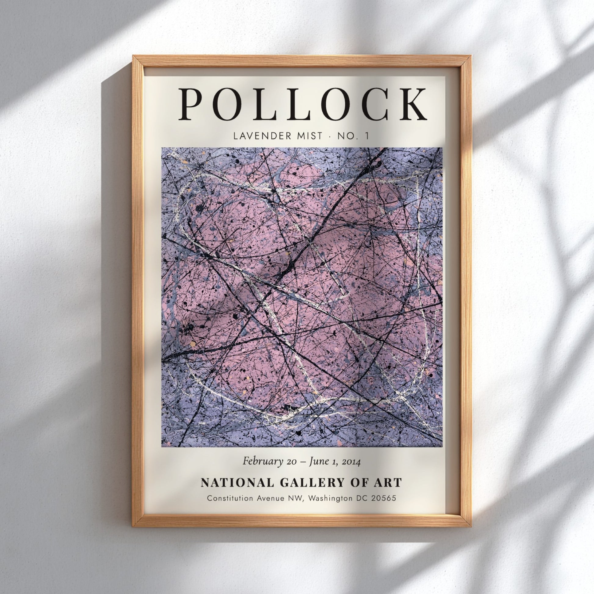 Wall art poster featuring Jackson Pollock Lavender Mist No. 1 with abstract paint drips