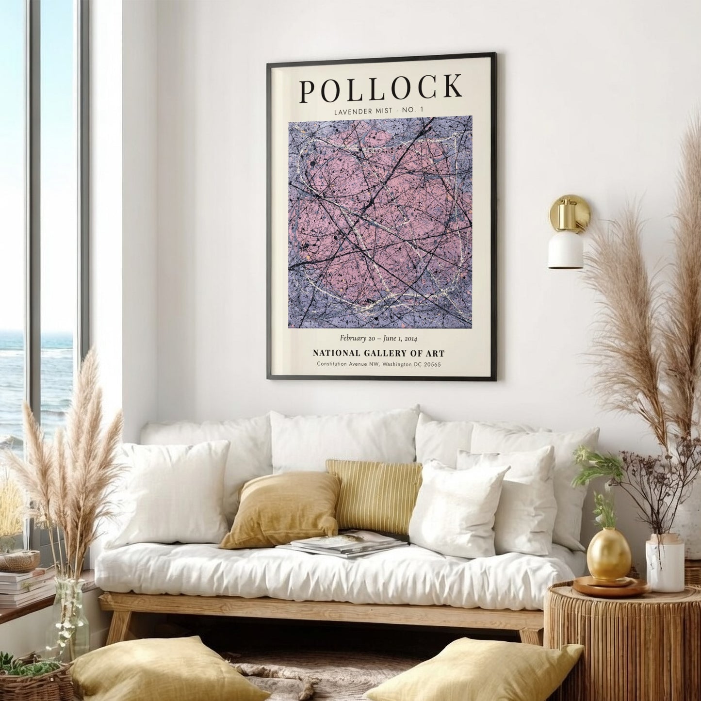 Wall art poster featuring Jackson Pollock Lavender Mist No. 1 with abstract paint drips