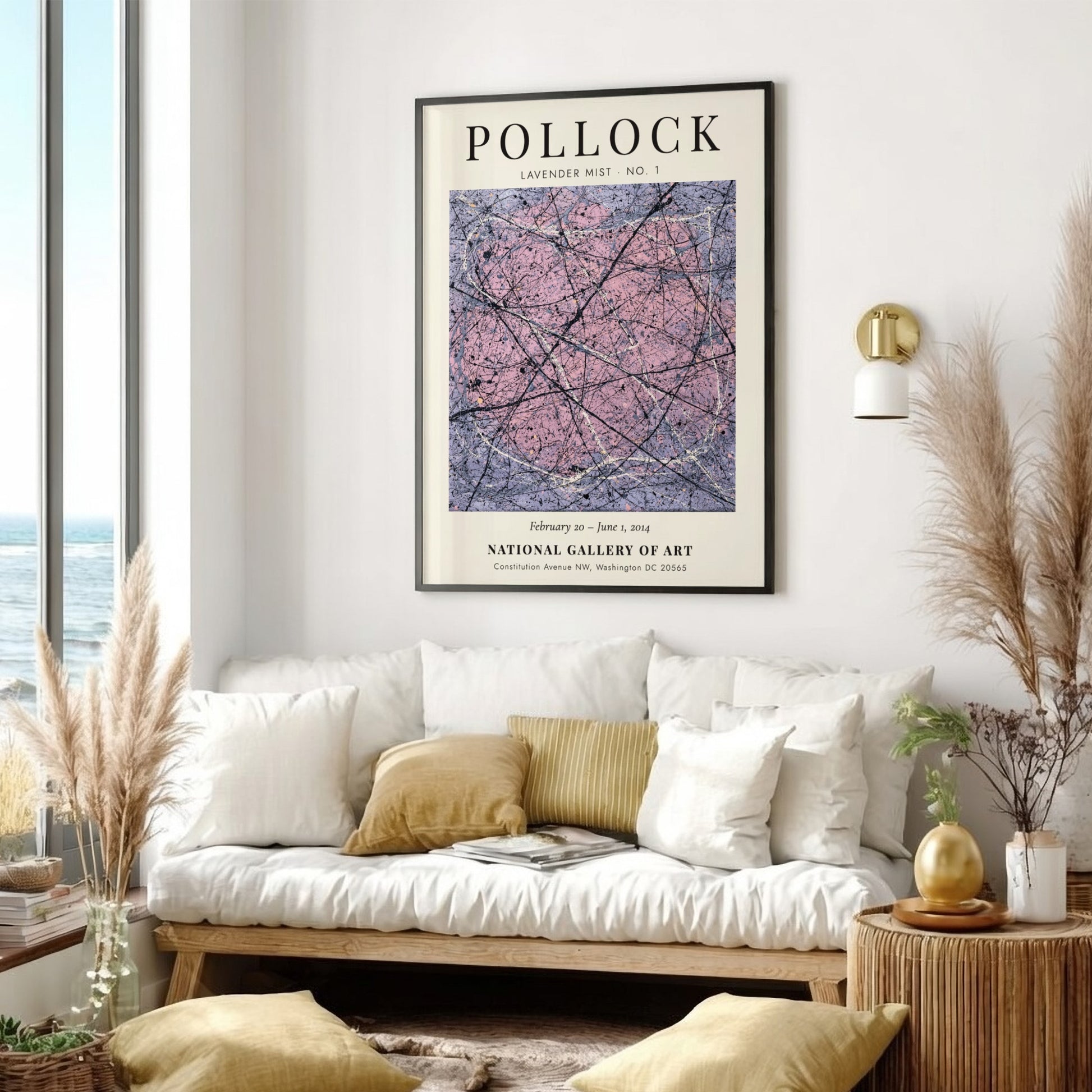 Wall art poster featuring Jackson Pollock Lavender Mist No. 1 with abstract paint drips