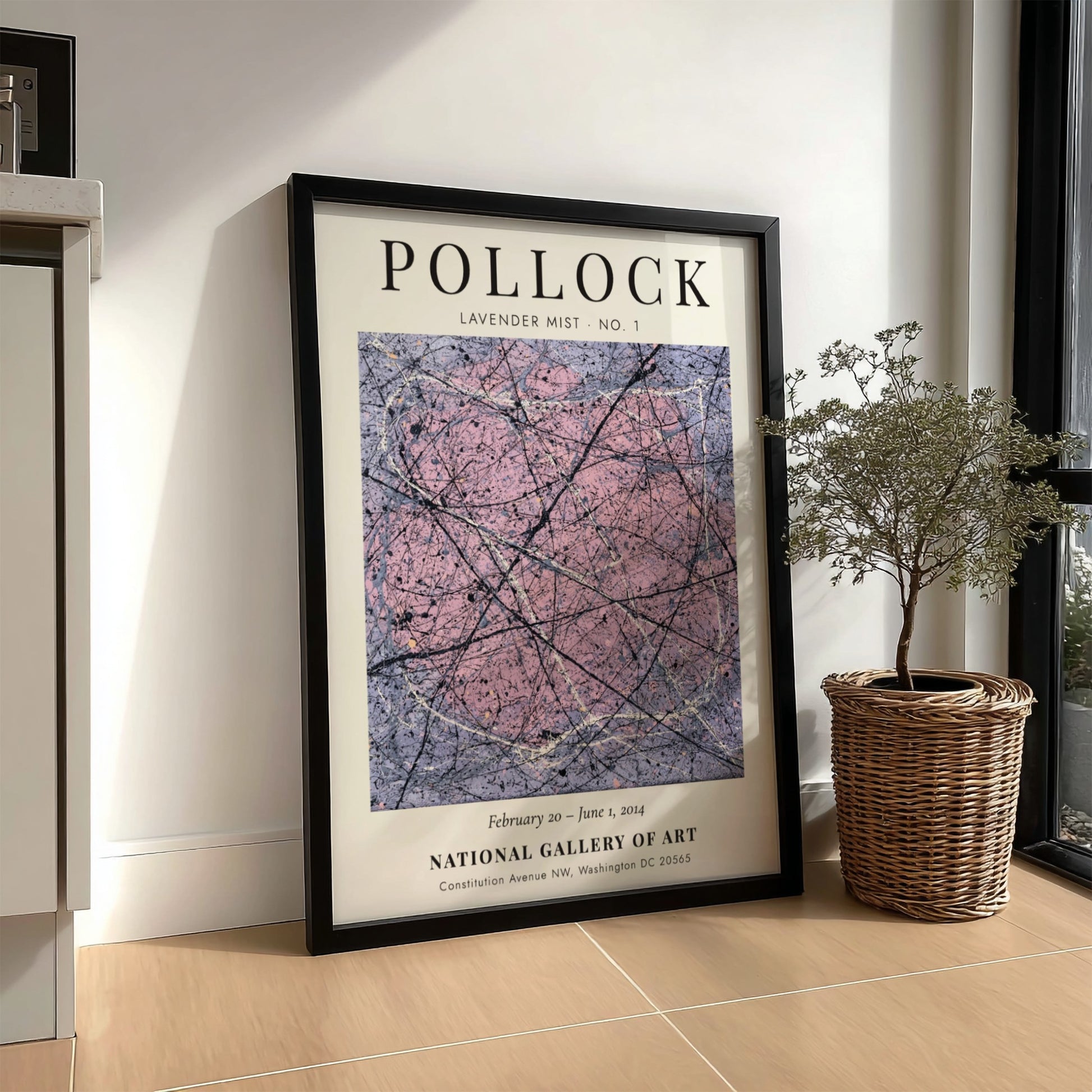 Wall art poster featuring Jackson Pollock Lavender Mist No. 1 with abstract paint drips