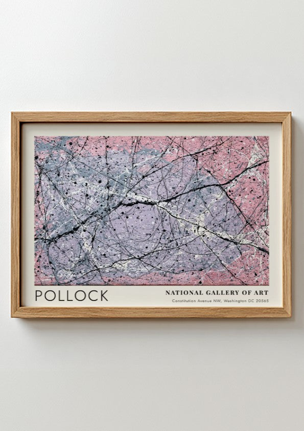 Wall art poster featuring Jackson Pollock Lavender Mist with pink and purple drip patterns