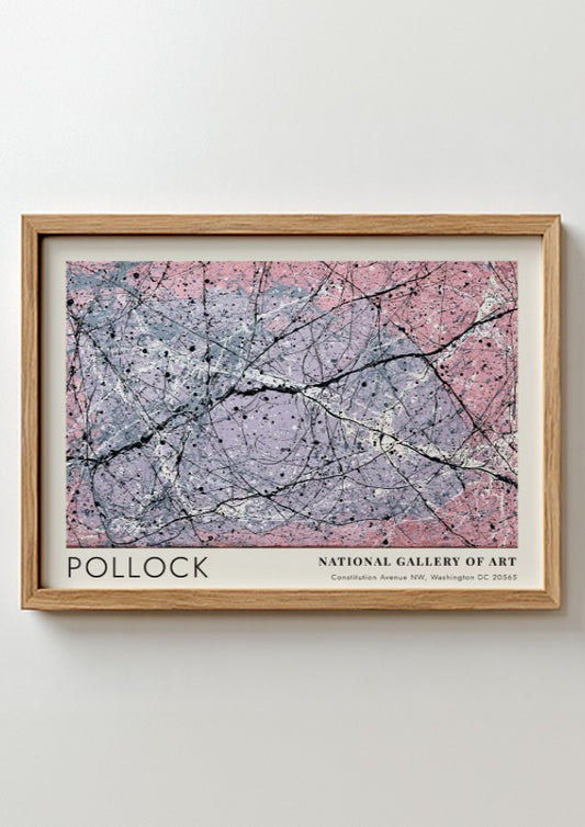 Wall art poster featuring Jackson Pollock Lavender Mist with pink and purple drip patterns