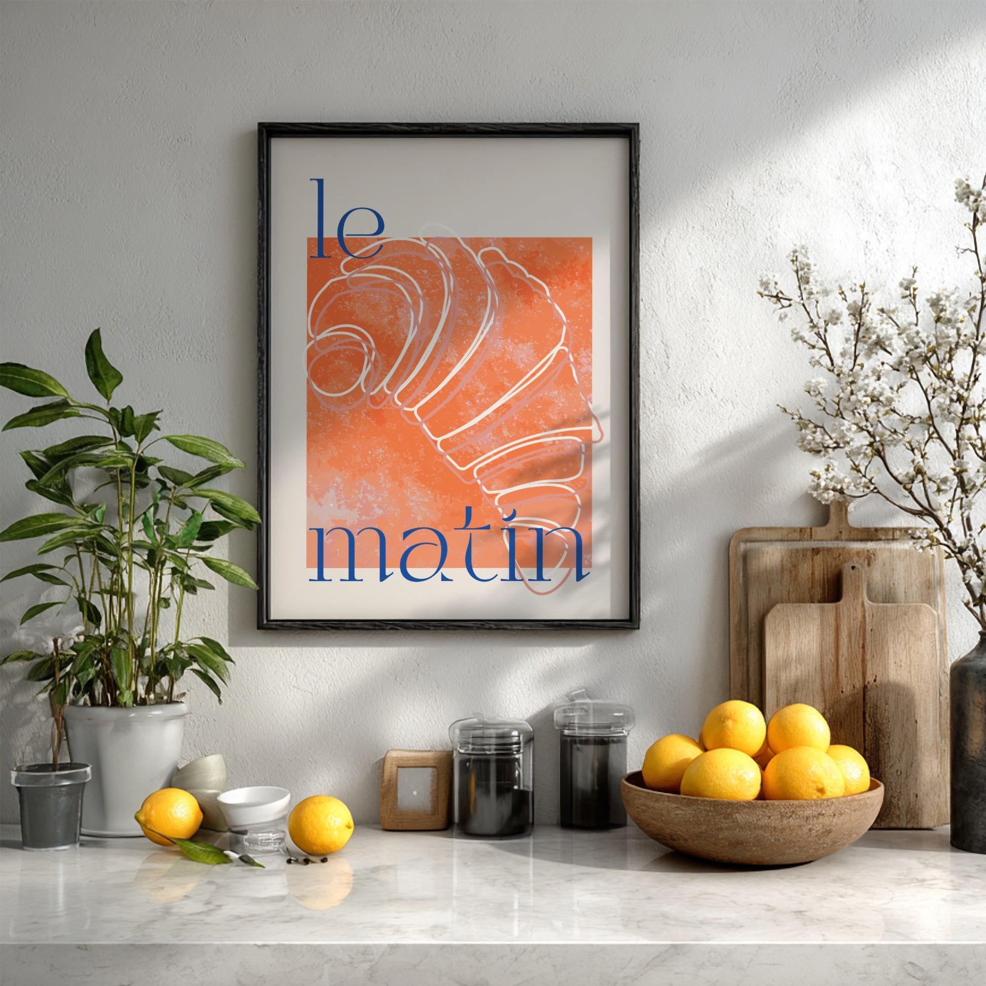Le Matin Croissant Poster - French Breakfast Vibes Wall Art Print