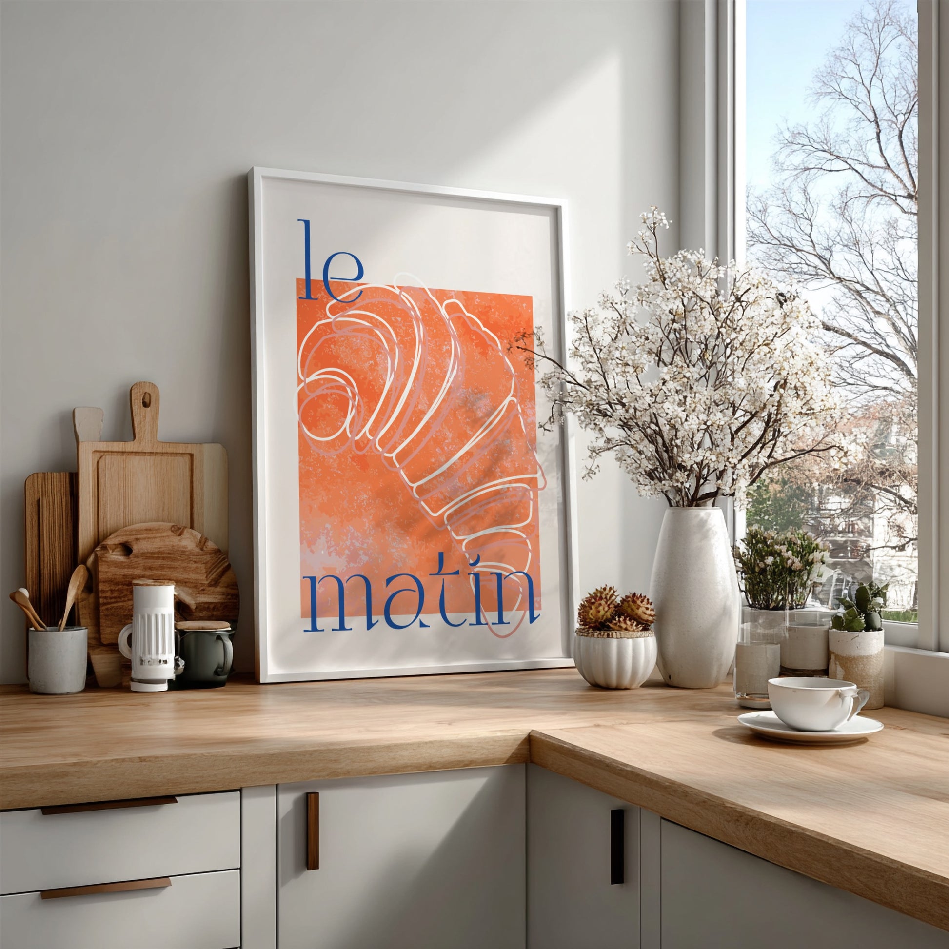 Le Matin Croissant Poster - French Breakfast Vibes Wall Art Print