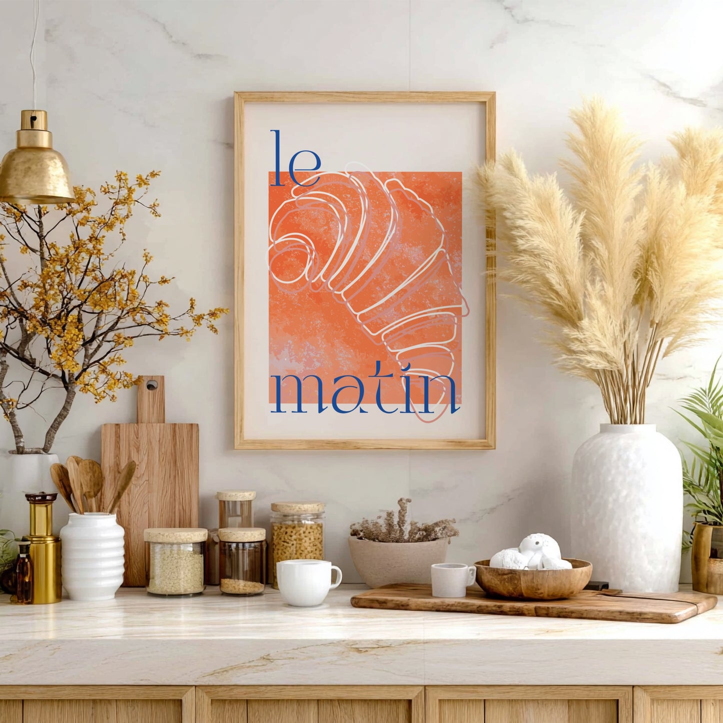 Le Matin Croissant Poster - French Breakfast Vibes Wall Art Print