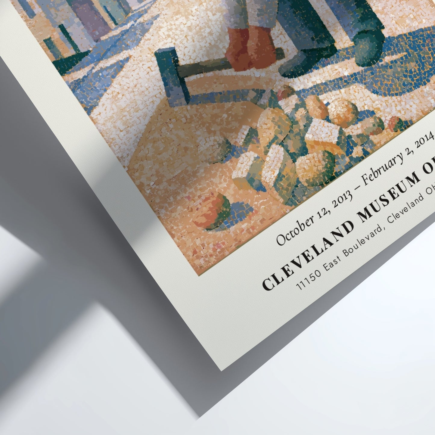 Seurat exhibition poster featuring Le Casseur de Pierres with soft colors and pointillism style